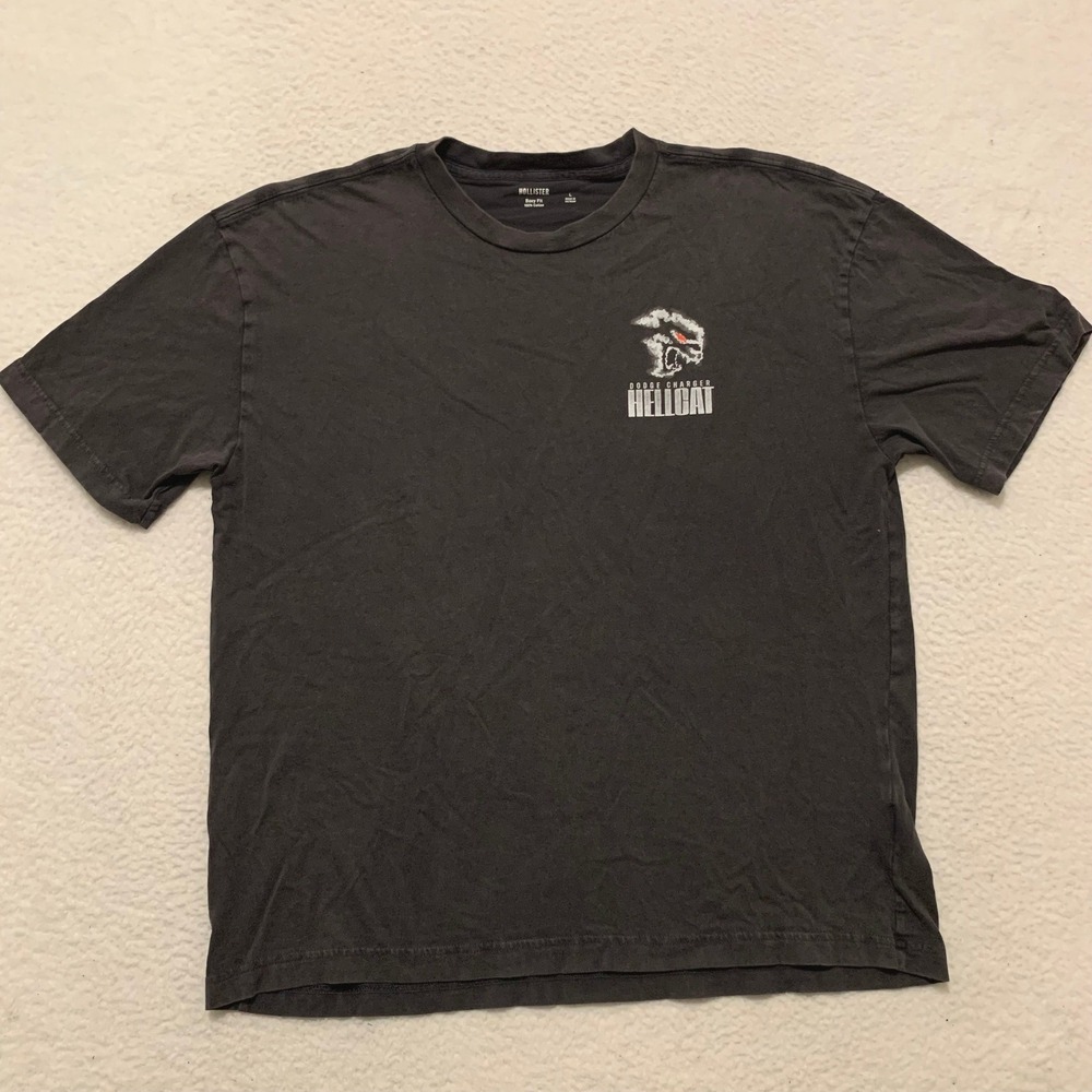 Hollister Dodge Charger Hellcat T-Shirt Mens Large Boxy Fit Graphic Tee Black